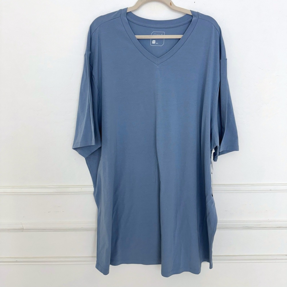 Stylus Mens V-Neck T-Shirt Blue Short Sleeve 3XLT Tall Big and Tall NEW